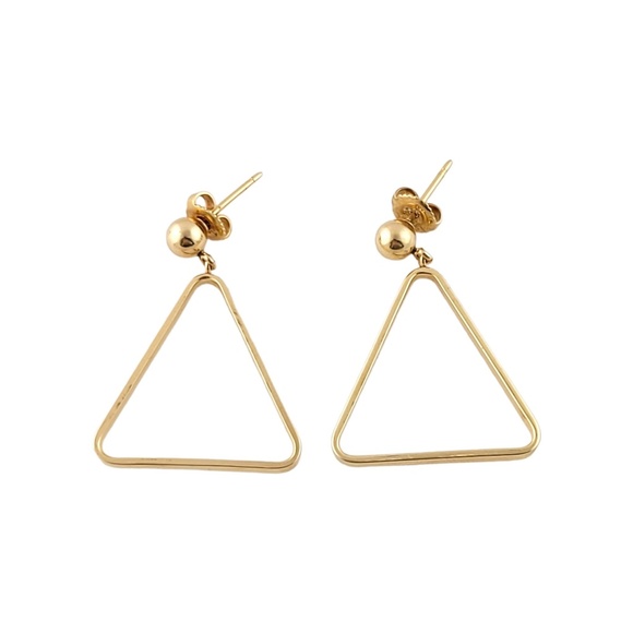 Vintage 14K Yellow Gold Triangle Dangle Earrings #13203 - Picture 1 of 6